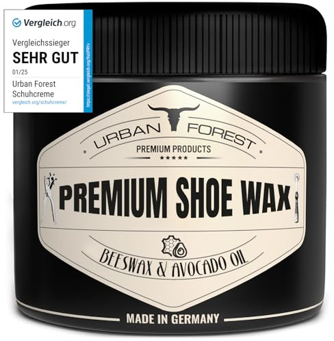 Schuhcreme Schuhwachs 250ml farblos mit Bienenwachs & Avocado-Öl | Lederpflege für Schuhe als Imprägnierwachs | Schuhpflege & Schuhreinigung | Schuhe pflegen mit Premium Shoe Wax | URBAN Forest