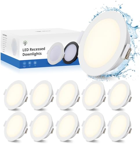 Gr4tec LED Einbaustrahler 230V IP65, 5W Spots Neutralweiß 4000K, 10er Set | Deckenspots 68mm-80mm Lochmaß, 400LM Spots Deckenleuchte Flach, Einbauspots Einbauleuchten Weiß für Badezimmer Küche