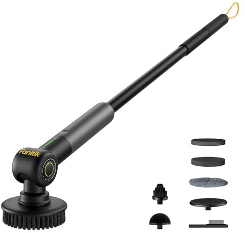 Fanttik Flip G9 Pro Elektrische Reinigungsbürste, VoltiPulse Motor,Flexibler Winkel & Ausziehbarer Griff, IPX7 Wasserdicht, Typ-C Ladung für Boden, Fliesen, Fugen (Schwarz)