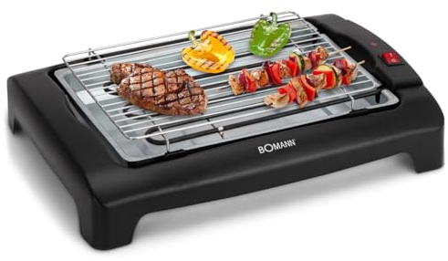 Bomann® Barbecue-Tischgrill | ideal für Balkon & Küche | Tischgrill elektrisch | Elektrogrill mit Cool Touch-Gehäuse | abnehmbares Grillrost | Grill mit Metallauffangschale | 2000 W | BQ 1240 CB N