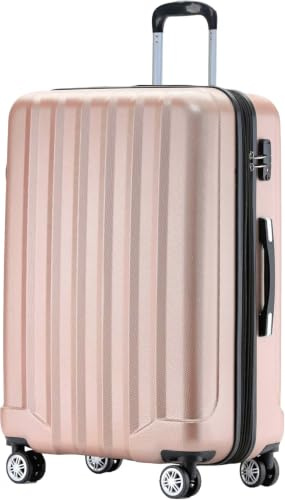 BEIBYE TSA-Schloß 2080 Gepäck Zwillingsrollen Reisekoffer Koffer Trolley Hartschale Dehnungsfuge (Rosa Gold, L)