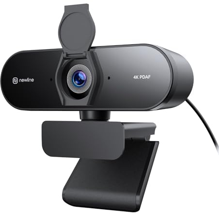 N newline 4K Webcam für PC mit schnellem Autofokus, 4K 30FPS & 1080p 60FPS, Dual Mikrofon mit Rauschunterdrückung, Automatische Lichtkorrektur, USB Webcam für Windows macOS Streaming Videoanrufe
