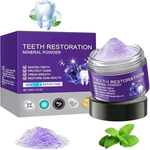 Zahnreparatur Mineralpuder, 50g Zahnrestauration Pulver, Natürliche Zahn Reparatur, Mineralzahnpulver, Zahnaufhellungspuder, Mineral Tooth Powder, Effektiv bei der Stärkung von Zähnen und Zahnfleisch