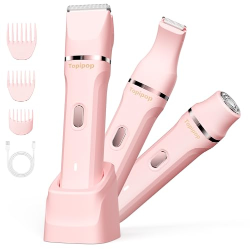 Kotopa Intimrasierer für Frauen, 3 in 1 Elektrischer Rasierer Damen für Bikinizone, Gesicht und Körper, Kabelloser Bikini Trimmer für Intimbereich, Wasserdicht & Hautfreundlich(Rosa)