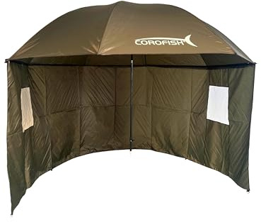Corofish Schirmzelt 300cm mit Reißverschluss und 180° Seitenteil Anglerschirm