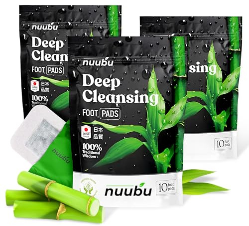 Nuubu Fußpflaster (30 Pflaster), natürliche Fußpads mit Bambusessig und Turmalin