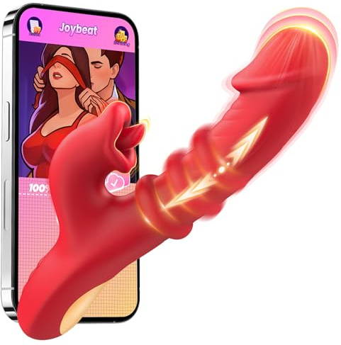 Cacuola KI-Sync Vibrator Sex Spielzeug für die Frau, 50 Mal/Min Intensiv Stoßen Gleitring Lecken Dildo, APP Sexspielzeug Vibratorensets für Frauen Klitoris, Vibration für Frauen Doppeldildos Sex Toys