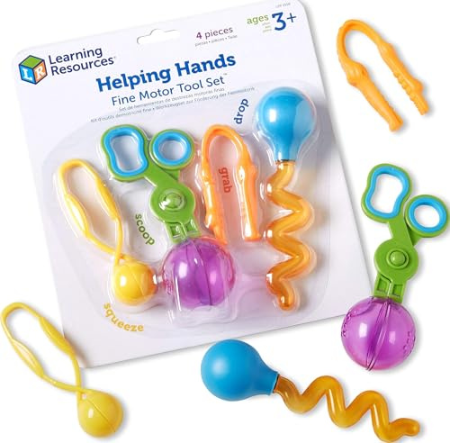 Learning Resources Helping Hands – Feinmotorik Werkzeugset für Kinder ab 3 Jahren – 4-teiliges Set mit Greif- & Pipettenwerkzeugen – Lernspielzeug – Geschenkidee