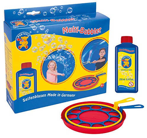 PUSTEFIX - 420869580 Multi-Bubbler I 250 ml Seifenblasenwasser I Bunte Bubbles I Seifenblasen Spielzeug für Hochzeit, Kindergeburtstag, Polterabend I Große Seifenblasen für Kinder & Erwachsene