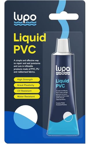 LUPO Reparaturset für aufblasbare Artikel | Universalkleber zur Reparatur von Löchern in aufblasbaren Pools, Whirlpools, Booten, Kajaks, Kanus, Luftmatratzen u. v. m. | Flüssiger Gummi-Flickenkleber