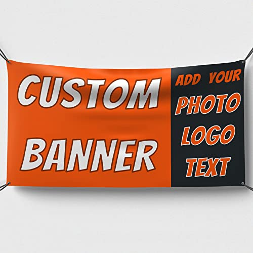 Banner Eelbst Gestalten Personalisiert Banner Foto Logo Text, 150X100cm/180X120cm/210X150cm/240x180cm Innen- und Außenhintergrundbanner - Geburtstagsfeier, Verschiedene Feste, Abschlussfeier