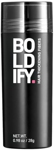 BOLDIFY Streuhaar für Dünner Werdendes Haar (Dunkelbraun), Unsichtbar, Natürlich, Große Flasche, 28g, Kaschiert Haarausfall in 15 Sek, Haarverdichtung, Haarpuder für Feines Haar, Frauen/Männer
