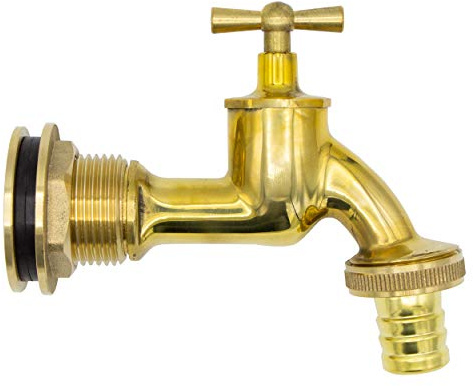 VARIOSAN Regentonnendurchführung + Auslaufventil Set 14948, 3/4", Messing, poliert