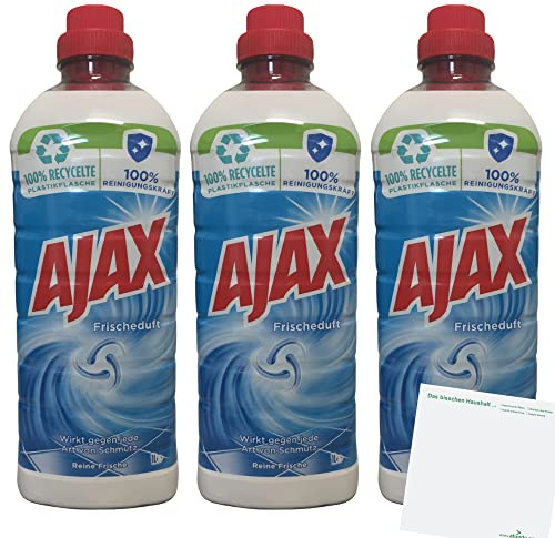 AJAX Allzweckreiniger Frischeduft 3er Pack (3x1L Flasche) + usy Block