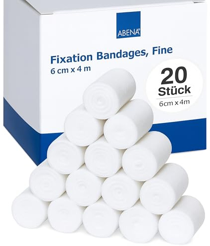 ABENA Mullbinden 6cm x 4m – 20 Stück, Fein, Elastische Binde aus Verbandsmaterial, luftdurchlässige und hautfreundliche Bandage – ideal zur Fixierung bei Wundpflege, Sport & Alltag