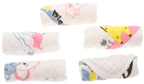 JUMPLAWN 5 Stück Teiliges Babywaschlappen Weicher Saugfähiger Baumwoll musselin Langlebig und Umweltfreundlich für Neugeborene Babypflegetücher und Vielseitige Nutzung Unterwegs