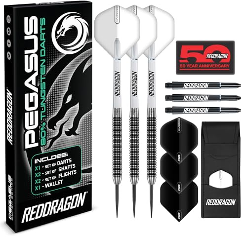 RED DRAGON Darts - Pegasus Dartpfeile Profi 80% Tungsten Darts Set | Erhältlich mit Dartpfeile Metallspitze 22g Steeldarts | Dart Pfeile mit Flights, Schäften & Etui