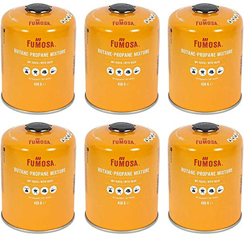 FUMOSA Gaskartuschen Set für Weber Q100/1000-Serien, Performer & Go Anywhere, Ventilkartusche je 450g Anzahl 6 Kartuschen