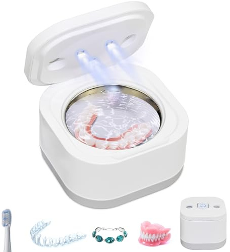 Ultraschallreinigungsgerät 45000Hz Ultraschallreiniger 200ML Ultrasonic Cleaner Dental Pod mit UV für Retainer, Zahnersatz, Aligner, Zahnschiene, Prothesen