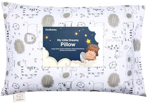 Kopfkissen Kleinkind mit Kissenbezug - Weich Bio Baumwolle Kissen Kinder zum Schlafen - Waschbar Kleinkind Kopfkissen - Kinderkopfkissen für Kleinkinder (KeaSafari)