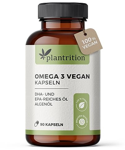 plantrition Omega 3 Vegan hochdosiert – 90 Softgel-Kapseln – 1500 mg pro Tag