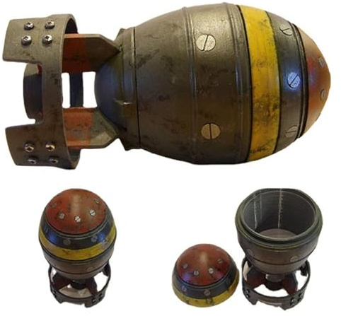 JTBDWOSK Mini Nuke Bomb Storage Box, Fallout -inspirierte, kreatives Harz handgefertigt,Grau