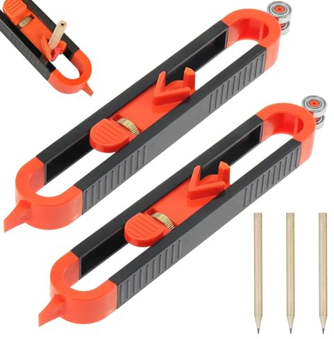 2 Stück Konturenlehren, Einstellbarer Konturmesser, Contour Gauge mit 3 Bleistift Konturenlehre mit Schloss, Werkzeug Zum Kopieren Von Unregelmäßigen Konturen Zum Professionellen Messen Von Holz