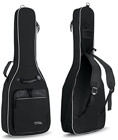 ROCKTILE 3/4 und 7/8 Klassik-Gitarrentasche (gepolsterter Gigbag, Rucksackgarnitur, 2 Außentaschen) schwarz