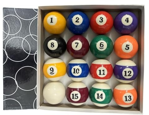 Sinsilvie Billiard Balls Set,2-1/4 Pool Table Balls for Replacement,Pool Balls, Complete 16 Ball Set