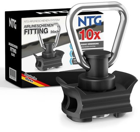 NTG Airlineschiene Fitting aus Kunststoff (10 Stück) | Airline Fitting mit 1000kg Bruchlast in Schwarz | Einfachendbeschlag für Zurrschienen | Flugösen zur Ladungssicherung in Anhänger & PKW