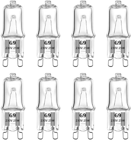 VINBE G9 Backofenlampe, 40W Halogenbirne 230V für Mikrowelle, Herd, Backofen, 300℃, Warmweiß, 8 Stück