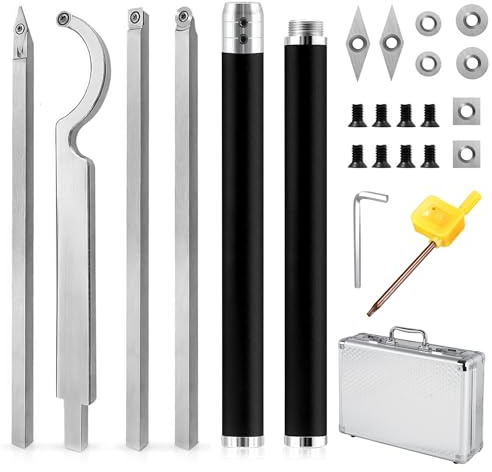 25 Stücke Drechseleisen Werkzeug Zubehör Set, Drechselwerkzeug Hartmetall, Drechselmesser set bestehend aus Schwanenhalsmesser/Vierkantmesser/Diamantmesser/RunddrehwerkZeug, Drehmeißel
