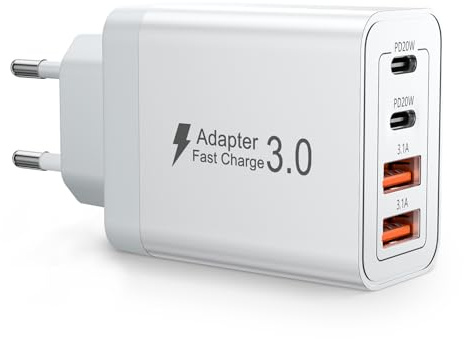 USB C Ladegerät, 40W 4 Ports Schnellladegerät, Mehrfach Ladestecker mit USB-C und USB-A, PD3.0 Power Netzteil für iPhone 16 15 14 13 12 11 Pro Max XR SE, iPad, Samsung, Netzteile für Handys