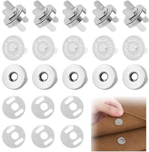24 Stück Magnetknöpfe, 14 mm Magnetverschluss Tasche, Druckknöpfe Ohne Nähen, Magnetische Knöpfe für Handtaschen Geldtasche Rucksack Mäntel Kleidung Windbreaker