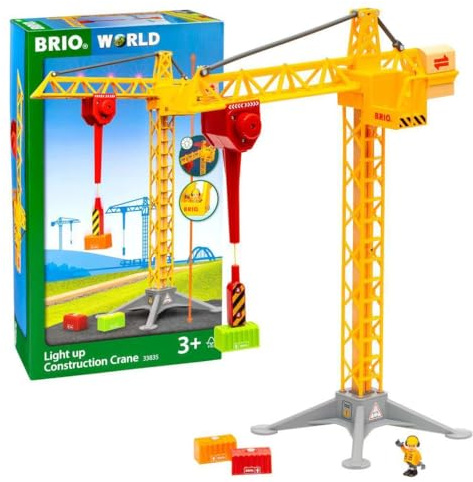 BRIO World 33835 Großer Baukran mit Licht - Zubehör für die BRIO Holzeisenbahn - Empfohlen für Kinder ab 3 Jahren