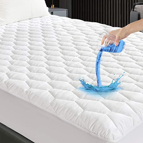 GRT Matratzen Topper Matratzenschoner 140x200cm, wasserdichte Matratzenauflage Atmungsaktiver Bettlaken Topper, Spannbettlaken mit Sechseckiger Steppung aus Geräuschlosem Material Topper Schoner Weiß