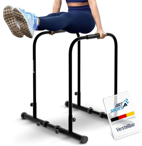 ArtSport Dip Barren - Dip Station bis 500 kg belastbar - Liegestützgriffe - Fitness Stange verstellbar - Liegestütze - Push Up Bar Zuhause - Schwarz