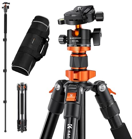 K&F Concept Kamera Stativ, kompakt 158cm | für Spiegelreflexkamera, DSLR Tripod Reisestativ, 360° Kugelkopf, inkl. Schnellwechselplatte, Stativtasche