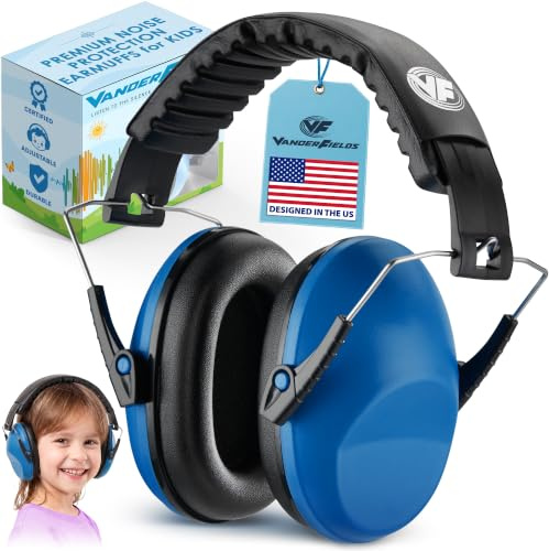 Vanderfields Kinder Lärmschutz-Kapselgehörschutz - Marineblau | Vanderfields - 31 dB (2 kHz) Geräuschdämmung, weiche Ohrpolster und verstellbarer Kopfbügel