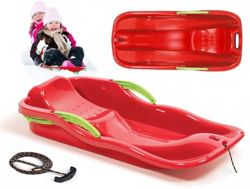 Schneerutscher Porutscher Schneeflitzer für Kinder Kunststoff Kinderbob Bob Schlitten Rodel Schneegleiter mit Zugseil und Bremse