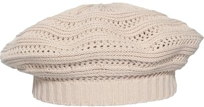 LOEVENICH | Damen Béret für Frühling Sommer | Ajour Muster | 100% Baumwolle