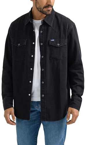 Wrangler Iconic Jeanshemd mit Druckknöpfen für Herren, reguläre Passform