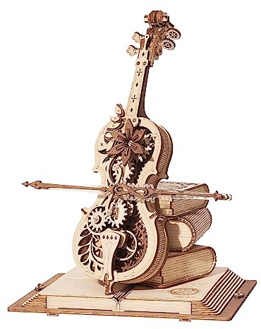 ROKR Magic Cello Mechanische Spieluhr 3D-Holzpuzzle, AMK63 | Cello-Schreibtischdeko, Geschenk für Musikliebhaber, Musiker und Modellbausammler