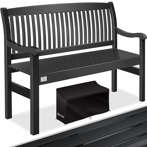 KESSER® Gartenbank Holz wetterfest 125 cm, Holzbank Garten 2-3 Sitzer, Sitzbank Outdoor, Balkonbank aus Massivholz, Parkbank 320 kg belastbar für Garten, Terrasse & Balkon inkl. Abdeckung, Anthrazit
