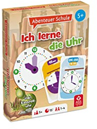 ASS Altenburger - Ich lerne die Uhr Lernspiel, Abenteuer Schule Kartenspiel | Uhrzeit und Tagesablauf lernen (ab 5 Jahren)