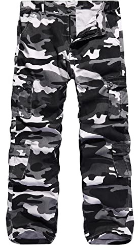 iCKER Herren Cargo Hose Camouflage Hose militär Casual Outdoor Arbeitshose Freizeithose