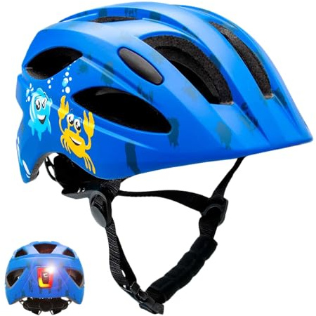 Crazy Safety COOL S.W.A.T. Fahrradhelm Kinder | Fahrradhelm für Kinder von 6-12 Jahren für Fahrrad, Skateboard, Mountainbike, Skates, USB wiederaufladbares Rücklicht |