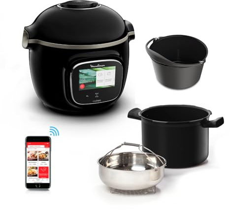 Moulinex Cookeo Touch Wifi Intelligenter Multikocher Hochdruck + Kuchenform 18 cm, 6 l, Touchscreen, 250 integrierte Rezepte, Moulinex YY5297FB App