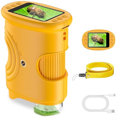 1000X Digital Mikroskop für Kinder, Handy Taschenmikroskop mit 2.0 IPS Bildschirm & 8 LED Licht für Kinder im Alter von 4–6, 8–12 Jahren, Studenten, Jungen und Mädchen [inkl Fotofunktion]