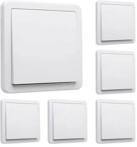 GOIYZTTR 6 Stück Unterputz Ein-/Ausschalter Wechsel-Schalter Lichtschalter All-in-One Weiß 250V 10A Unterputz Klemmanschluss Standard Universeller 84 x 84 mm